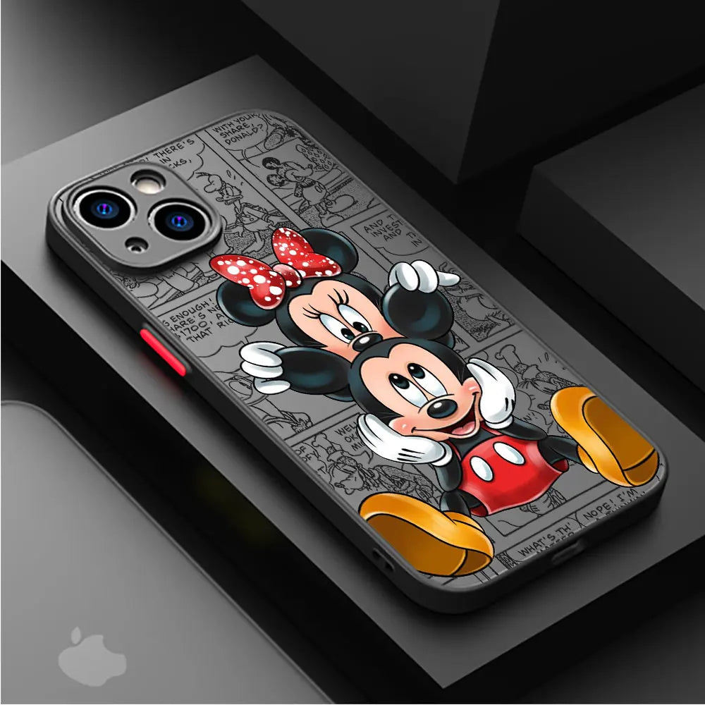 Disney Mickey Minnie Love Phone Case for Apple iPhone 15 16 Pro Max 13 14 Plus 12 MAX Matte Cover