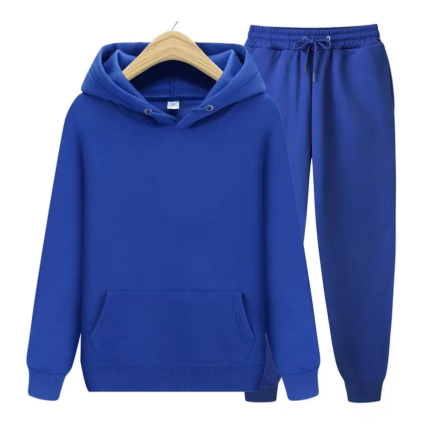 Unisex Tracksuit Two Pieces Sets Oversized Hooded Sweatshirts + Trousers