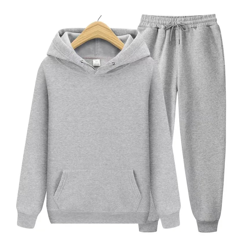 Unisex Tracksuit Two Pieces Sets Oversized Hooded Sweatshirts + Trousers