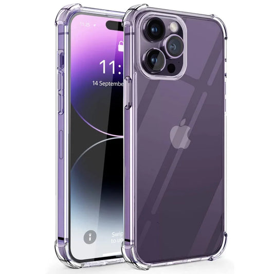 Shockproof transparent phone case for iPhone 14 13 12 Pro Max, transparent gel shockproof silicone TPU protective case