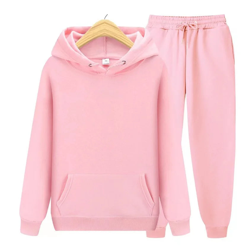 Unisex Tracksuit Two Pieces Sets Oversized Hooded Sweatshirts + Trousers