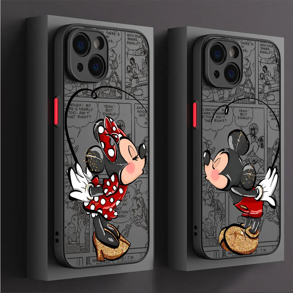 Disney Mickey Minnie Love Phone Case for Apple iPhone 15 16 Pro Max 13 14 Plus 12 MAX Matte Cover