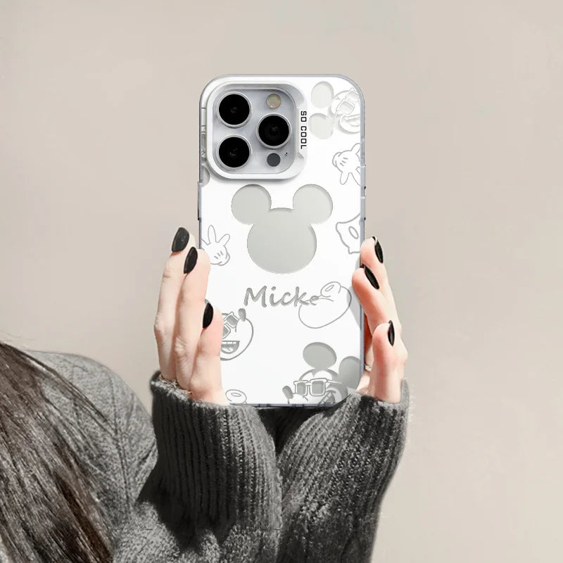 Disney Mickeys Minnie Mouses Back Shadow Phone Case For iPhone 16 15 14 13 12 11 Back Cover