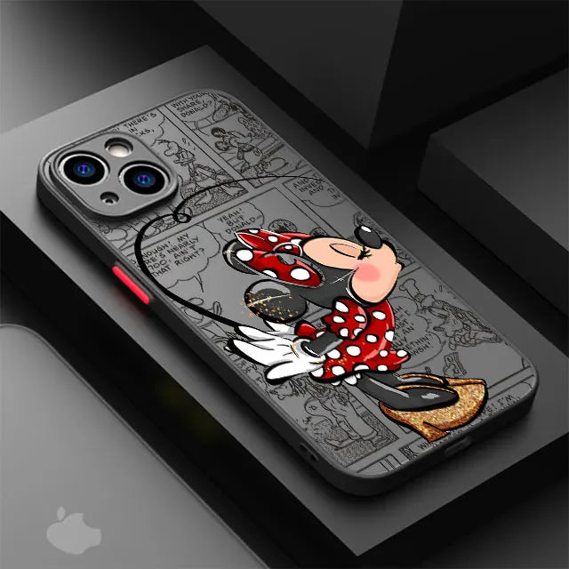 Disney Mickey Minnie Love Phone Case for Apple iPhone 15 16 Pro Max 13 14 Plus 12 MAX Matte Cover