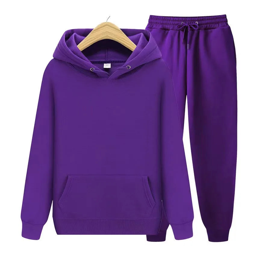 Unisex Tracksuit Two Pieces Sets Oversized Hooded Sweatshirts + Trousers