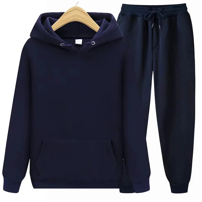 Unisex Tracksuit Two Pieces Sets Oversized Hooded Sweatshirts + Trousers