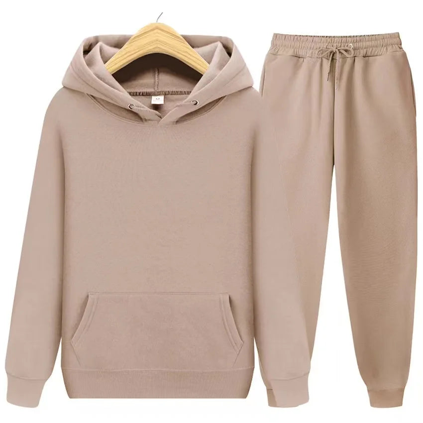 Unisex Tracksuit Two Pieces Sets Oversized Hooded Sweatshirts + Trousers