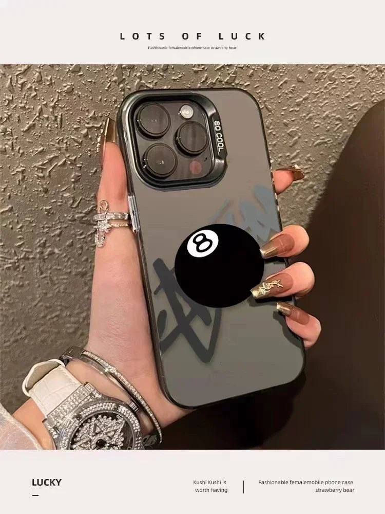 Fashion Brand billiards number 8 Phone Case For iPhone 16 15 14 13 12 11 Matte Shockproof Back