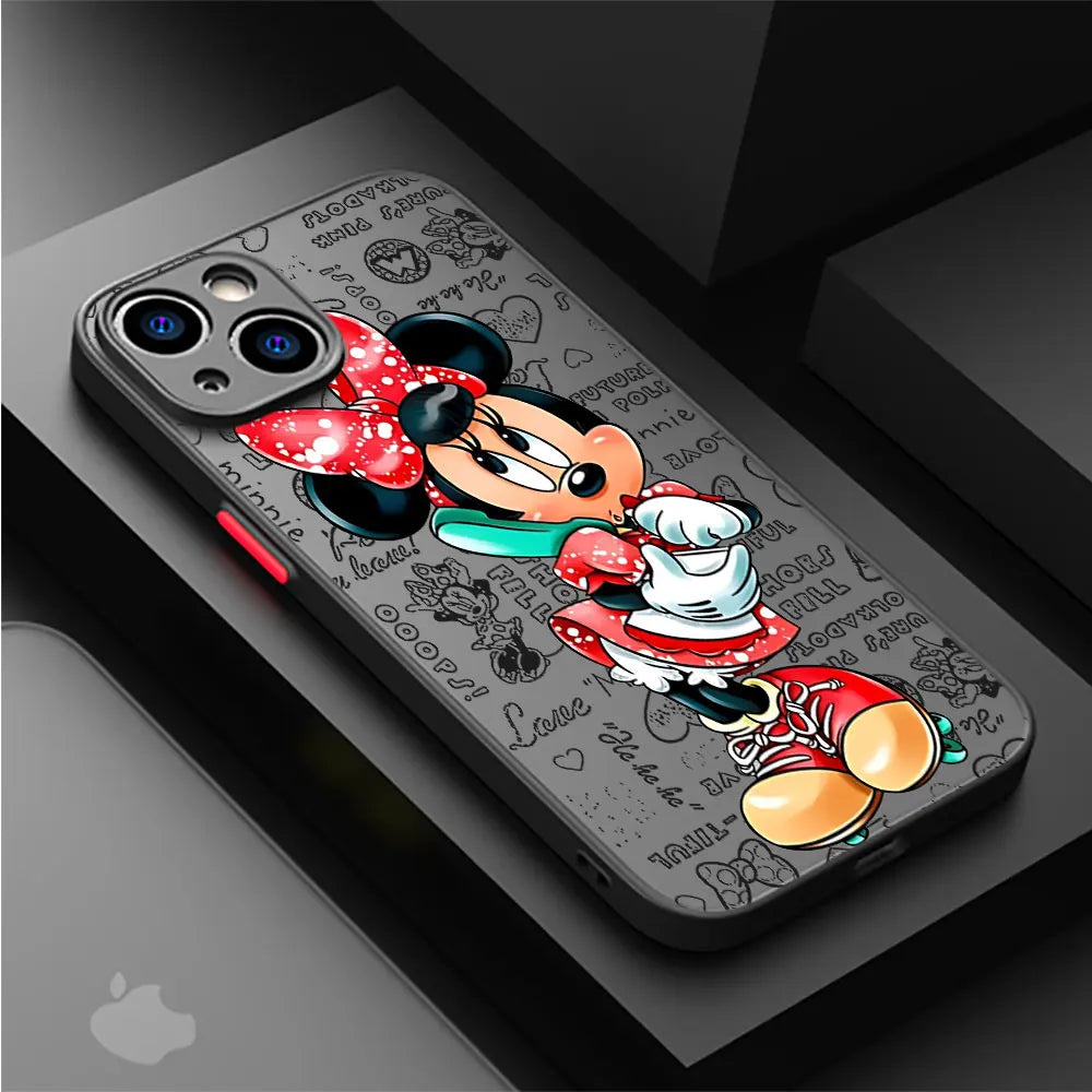 Disney Mickey Minnie Love Phone Case for Apple iPhone 15 16 Pro Max 13 14 Plus 12 MAX Matte Cover