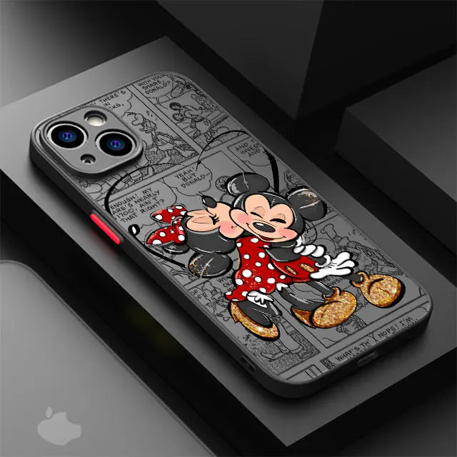 Disney Mickey Minnie Love Phone Case for Apple iPhone 15 16 Pro Max 13 14 Plus 12 MAX Matte Cover