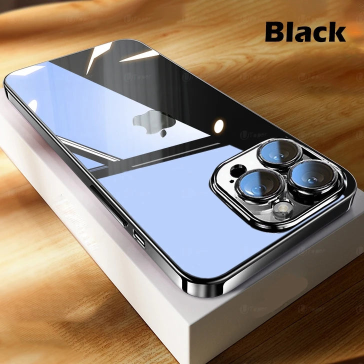 High Quality Plating Clear Phone Case For iPhone 16 15 14 Plus 11 12 13 Pro Max Full Lens Protect Soft TPU Shockproof Back Cover