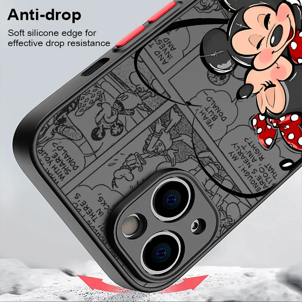 Disney Mickey Minnie Love Phone Case for Apple iPhone 15 16 Pro Max 13 14 Plus 12 MAX Matte Cover