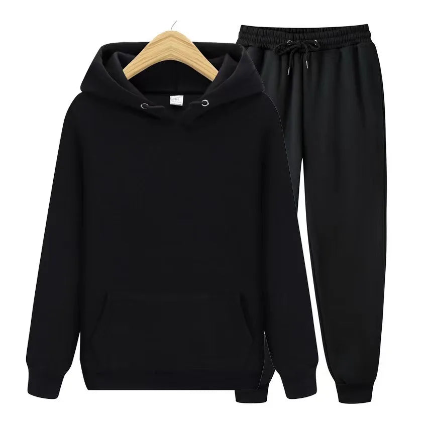 Unisex Tracksuit Two Pieces Sets Oversized Hooded Sweatshirts + Trousers