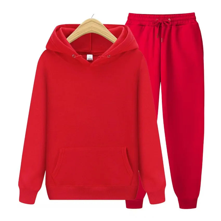 Unisex Tracksuit Two Pieces Sets Oversized Hooded Sweatshirts + Trousers