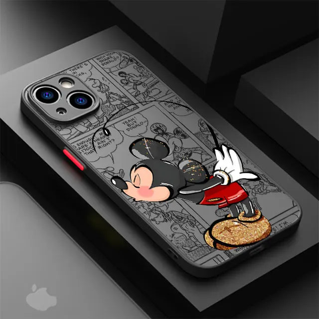 Disney Mickey Minnie Love Phone Case for Apple iPhone 15 16 Pro Max 13 14 Plus 12 MAX Matte Cover