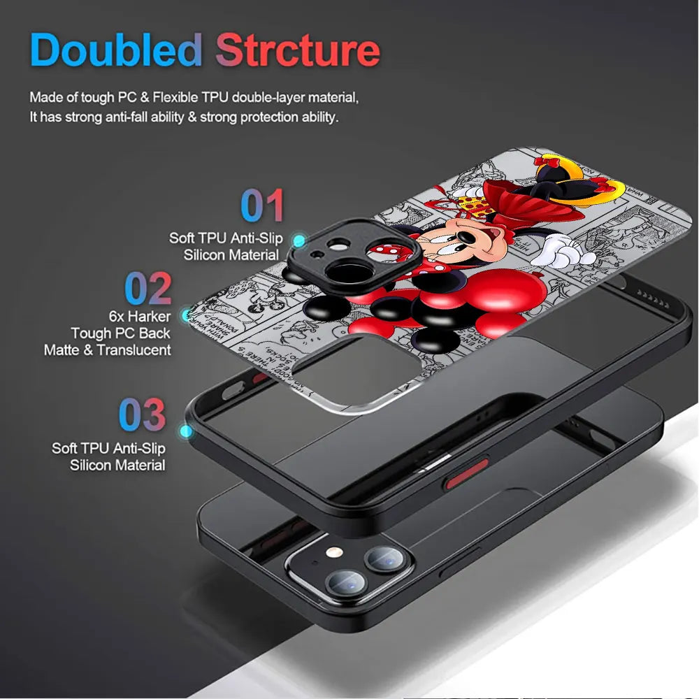 Disney Mickey Minnie Love Phone Case for Apple iPhone 15 16 Pro Max 13 14 Plus 12 MAX Matte Cover