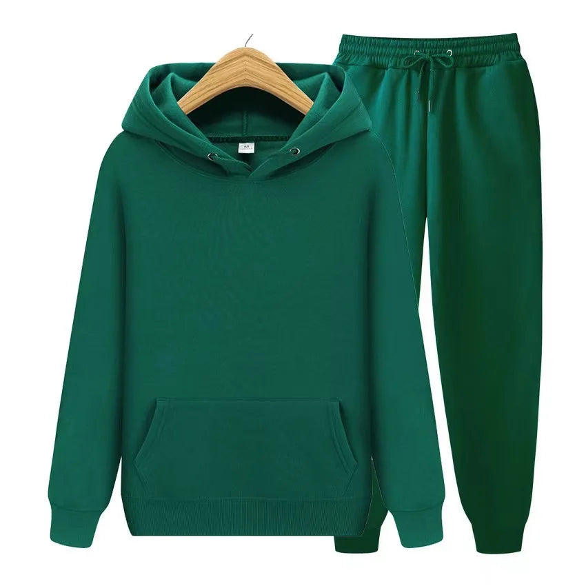 Unisex Tracksuit Two Pieces Sets Oversized Hooded Sweatshirts + Trousers