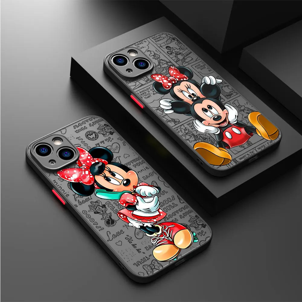 Disney Mickey Minnie Love Phone Case for Apple iPhone 15 16 Pro Max 13 14 Plus 12 MAX Matte Cover