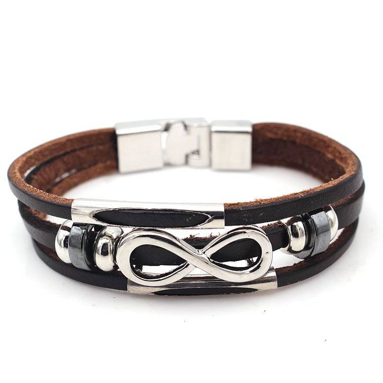 neutral non-mainstream leather retro men's leather bracelet bracelet 8 word unlimited symbol