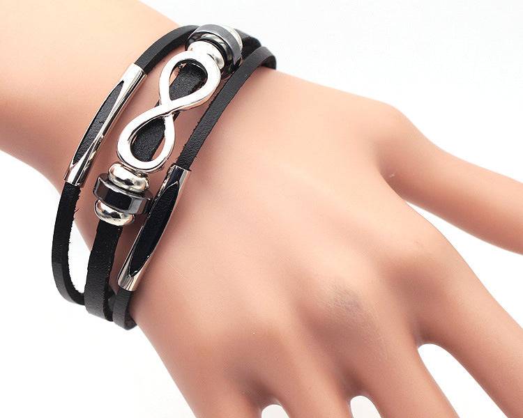 neutral non-mainstream leather retro men's leather bracelet bracelet 8 word unlimited symbol