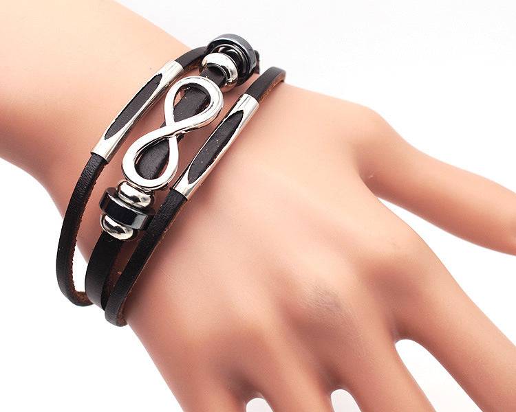 neutral non-mainstream leather retro men's leather bracelet bracelet 8 word unlimited symbol