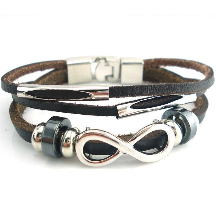 neutral non-mainstream leather retro men's leather bracelet bracelet 8 word unlimited symbol