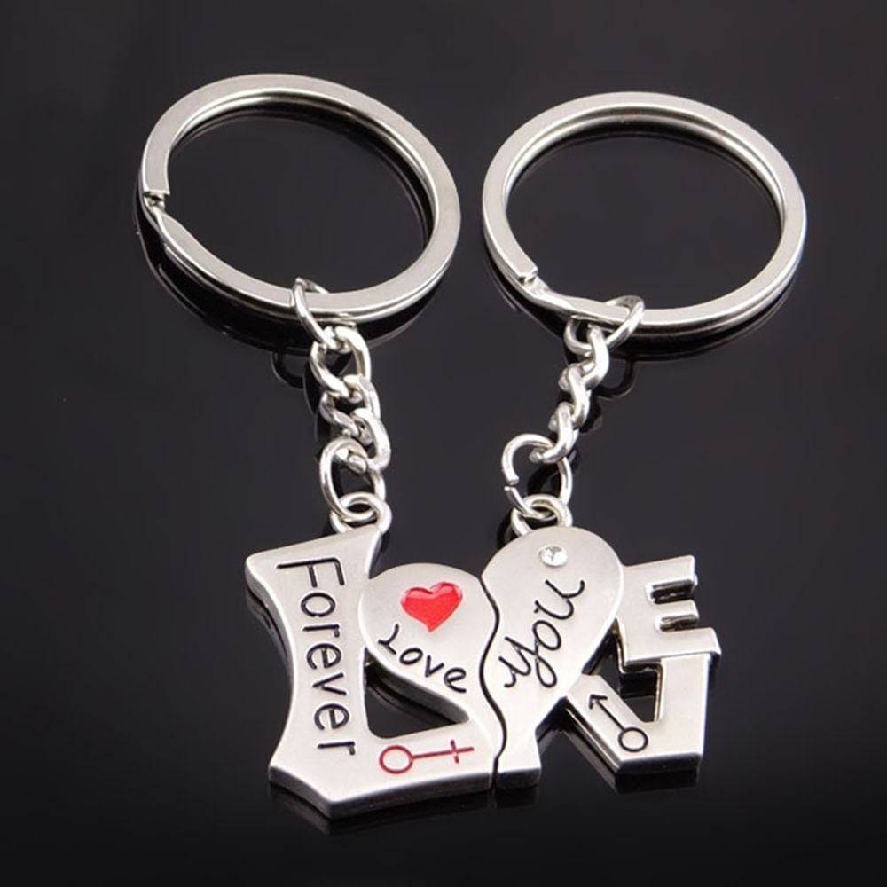 2pcs I Love You Key Chain Metal Red Heart Keychains Set For Boyfriend Girlfriend Valentines day gift