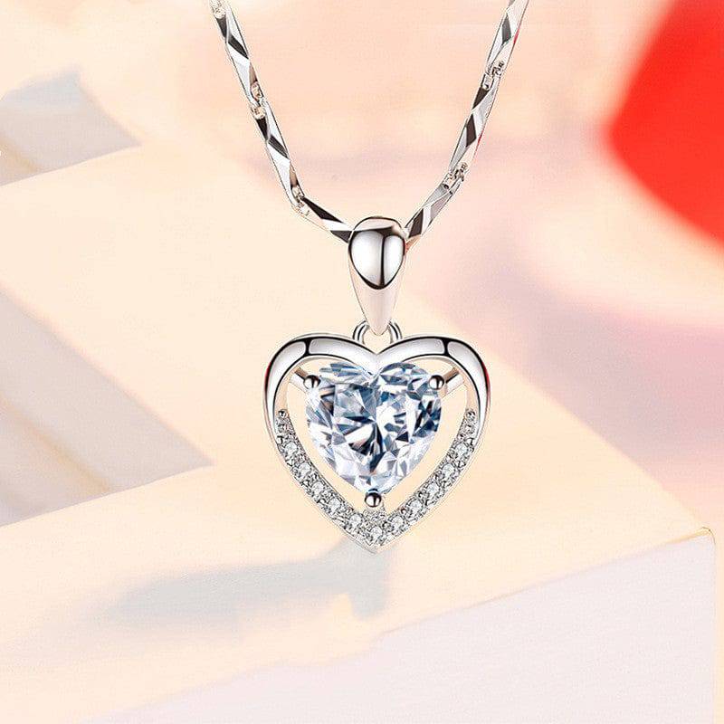 925 Heart-shaped Rhinestones Necklace Luxury Personalized Necklace For Women Jewelry Jewelry Valentine's Day Gift