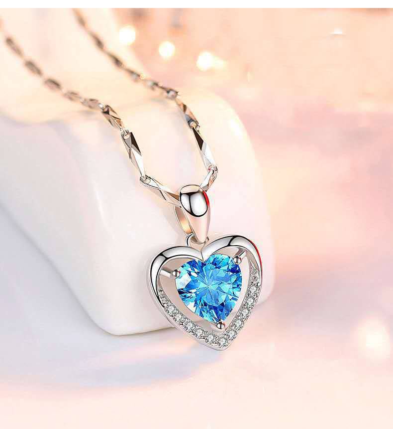 925 Heart-shaped Rhinestones Necklace Luxury Personalized Necklace For Women Jewelry Jewelry Valentine's Day Gift