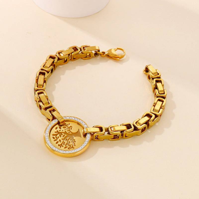 Titanium Diamond Hollow Tree Of Life Ladies Fashion Bracelet