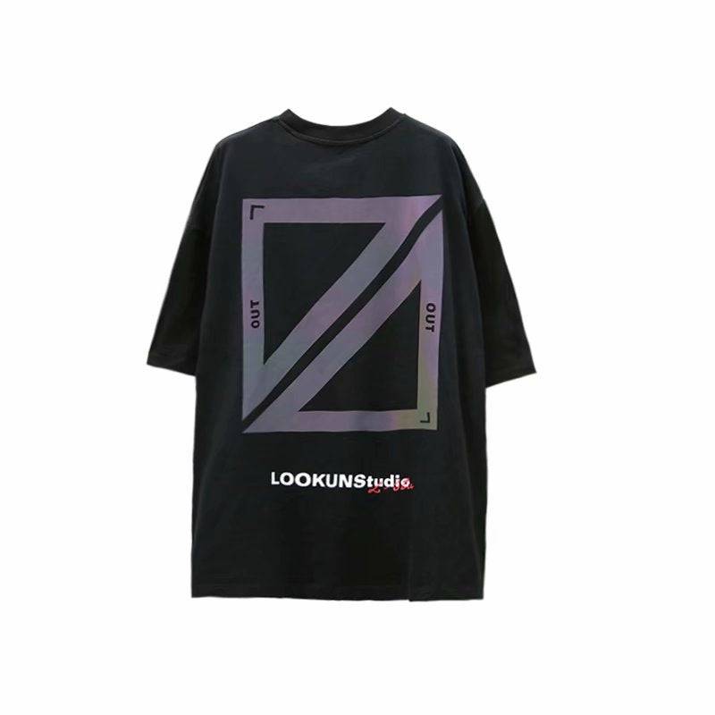 Laser colourful reflective short-sleeved T-shirt