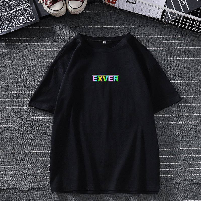 Laser colourful reflective short-sleeved T-shirt