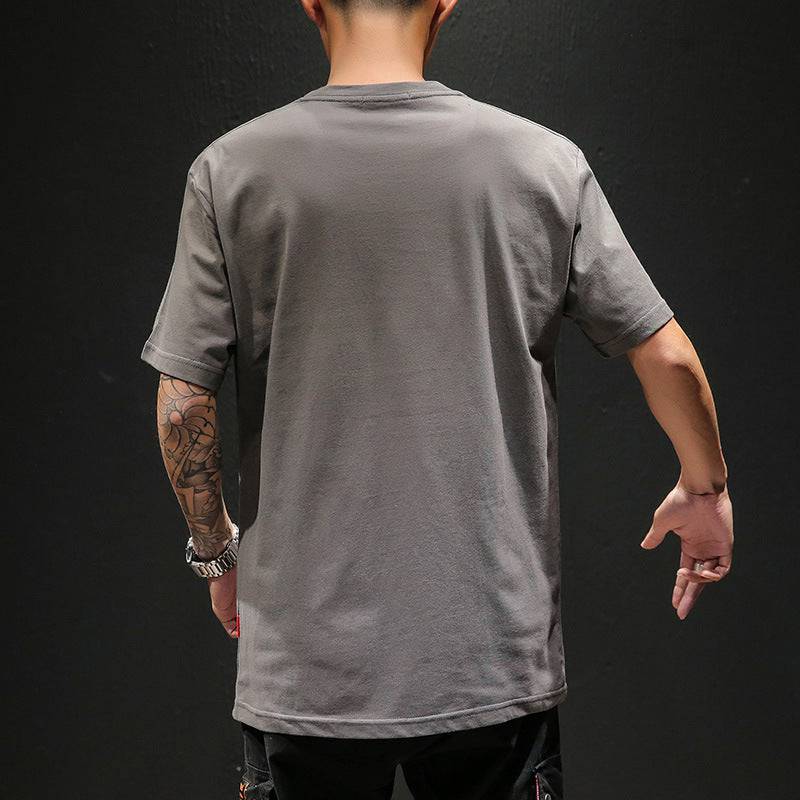 Men's loose T-shirt with ink printing