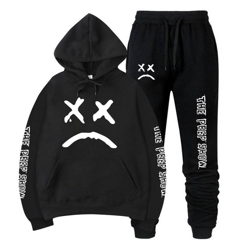 Hooded crew neck sweater with fleece suit