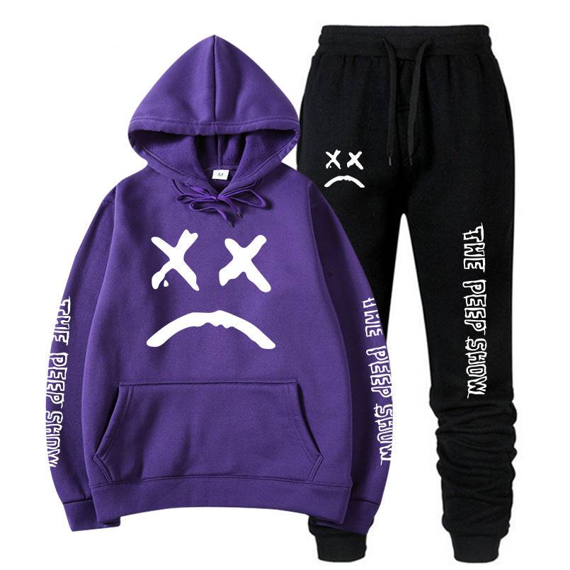 Hooded crew neck sweater with fleece suit