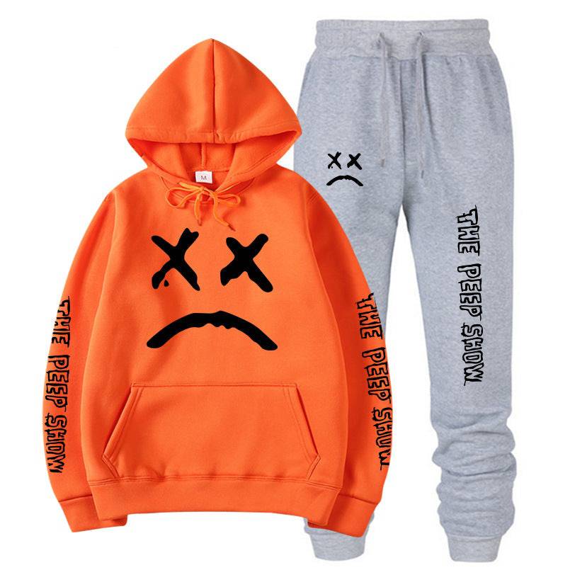 Hooded crew neck sweater with fleece suit