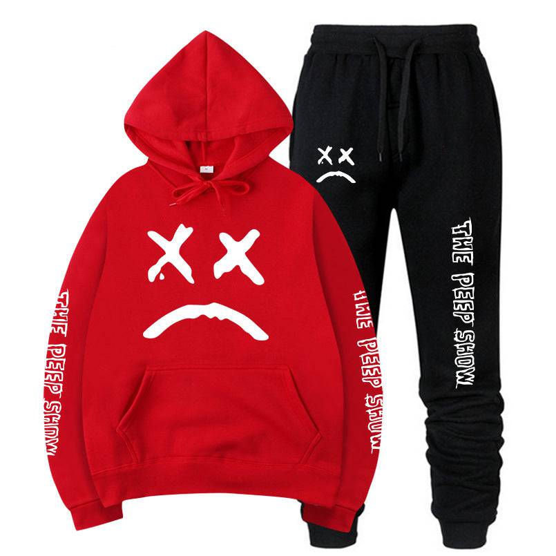 Hooded crew neck sweater with fleece suit