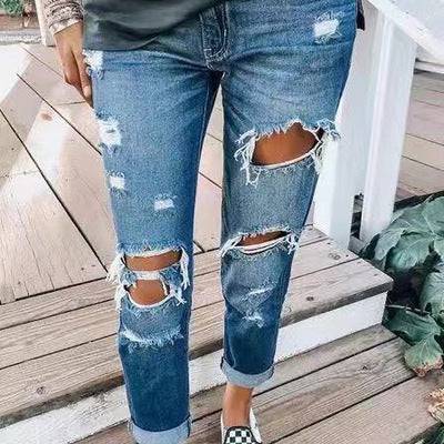 Ripped jeans personality women